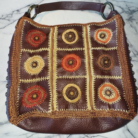 Y2K Isabella Fiore Carina Jeweled Crocheted Hobo Shoulder Bag Handbag Boho Chic - Picture 2 of 11